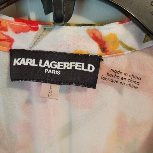 Karl Lagerfeld Floral Print Sleeveless Blouse - Picture 3 of 5